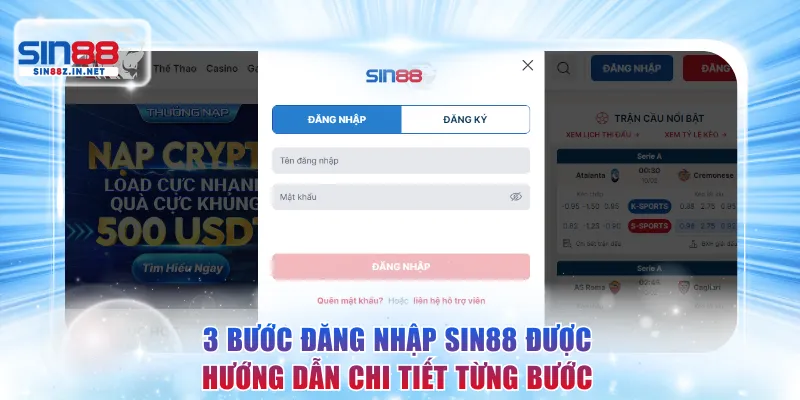 3 bước đăng nhập SIN88 được hướng dẫn chi tiết từng bước